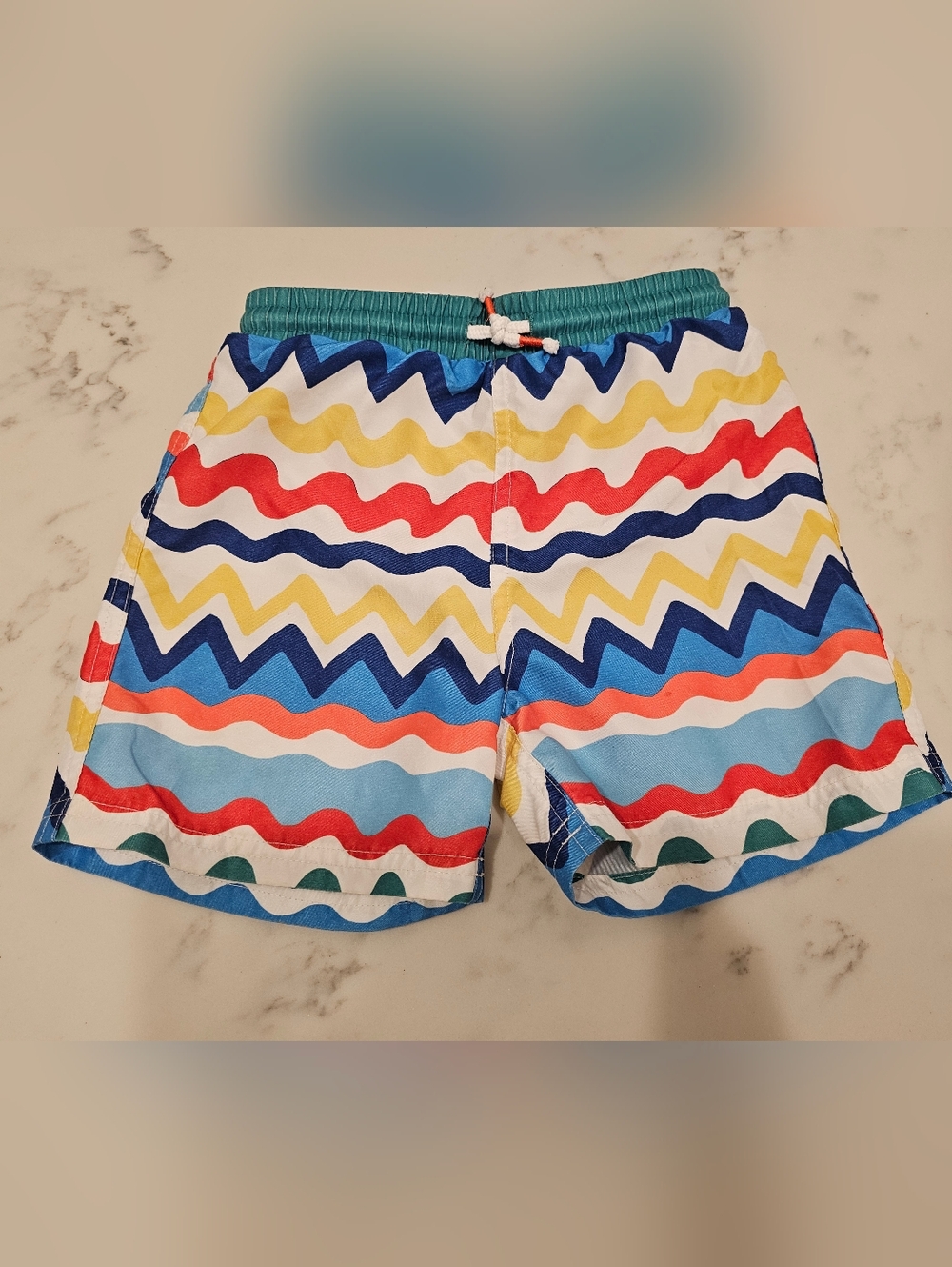 Mini Boden Multicolor Wavy Stripe Swim Trunks